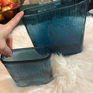 Blue Glass Vase Set